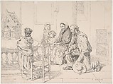 The Pilgrimage, Léon-Augustin Lhermitte (French, Mont Saint-Père 1844–1925 Paris), Pen and black ink over traces of graphite