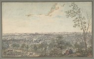 Versailles Seen from the Southwest, Louis Nicolas de Lespinasse, called the Chevalier de Lespinasse (French, Pouilly-sur-Loire 1734–1808 Paris), Pen and black ink, watercolor, heightened with white, over traces of graphite