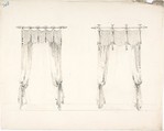 Design for Two Fringed Curtains Handing from Rods (Verso: Sketches), Anonymous, British, 19th century British, Graphite