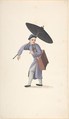 Chinese Man with Parasol, Rattle and Box, Anonymous, Chinese, 19th century  Chinese, Watercolor and gouache