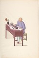Chinese Man at Desk with an Abbacus, Anonymous, Chinese, 19th century  Chinese, Watercolor and gouache