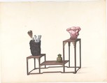 Table with Three Levels with Ornamental Objects, Anonymous, Chinese, 19th century  Chinese, Pen and ink and gouache