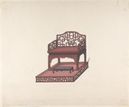 Design for Export Furniture, Anonymous, Chinese, 19th century  Chinese, Watercolor over graphite