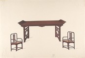 Design for Export Furniture, Anonymous, Chinese, 19th century  Chinese, Watercolor over graphite