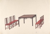 Design for Export Furniture, Anonymous, Chinese, 19th century  Chinese, Watercolor over graphite