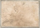 Cavalry Engagement, Francesco Allegrini Italian, Pen and brown ink; framing lines in pen and brown ink on mount