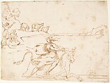 The Rape of Europa, Francesco Allegrini Italian, Pen and brown ink; framing lines in black chalk, and in pen and brown ink on mount