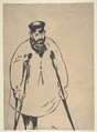 A Man on Crutches, Edouard Manet  French, Brush and lithographic ink on transfer paper