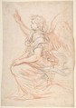 Study for the Archangel Gabriel, Nicolas Mignard (French, Troyes 1606–1668 Paris), Red chalk and graphite, heightened with white chalk