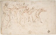 The Expulsion of Adam and Eve from Paradise (recto); Studies for the Same Composition (verso), attributed to Francesco Allegrini (Italian, Cantiano (?) 1615/20–after 1679 Gubbio (?)), Pen and brown ink, over red chalk