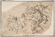 Cavalry Charge, attributed to Francesco Allegrini (Italian, Cantiano (?) 1615/20–after 1679 Gubbio (?)), Pen and brown ink, brush and brown wash