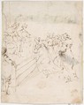 Supplicants before an Enthroned King and Queen, attributed to Francesco Allegrini (Italian, Cantiano (?) 1615/20–after 1679 Gubbio (?)), Pen and brown ink