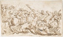 Cavalry Engagement, attributed to Francesco Allegrini (Italian, Cantiano (?) 1615/20–after 1679 Gubbio (?)), Pen and brown ink