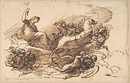 Aurora Riding in Her Chariot, Andrea Appiani (Italian, Milan 1754–1817 Milan), Pen and brown ink, brush and brown wash, over black chalk