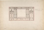Design for Wall Panelling, Charles Monblond (French, 19th century), Pen and black ink, brush and pink wash