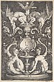 Panel of Ornament with Two Sirens, Lucas van Leyden (Netherlandish, Leiden ca. 1494–1533 Leiden), Engraving