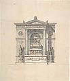 Elevation for a Wall Tomb, Attributed to Jean Michel Moreau le Jeune (French, Paris 1741–1814 Paris), Pen and black ink with brush and gray and blue wash over graphite underdrawing