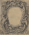 Study for a Cartouche, Gilles-Marie Oppenord (French, Paris 1672–1742 Paris), Pen and black ink with brush and gray wash. Framing lines in brown ink.