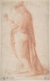 Young Man Standing in Profile Facing Left (recto); Sketch of Two Capitals (verso), Bachiacca (Francesco d'Ubertino Verdi) (Italian, Florence 1494–1557 Florence), Red chalk