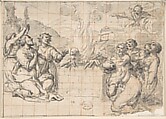The Sacrifice of Noah, Lazzaro Baldi  Italian, Pen and black ink, brush and gray wash; squared in red chalk