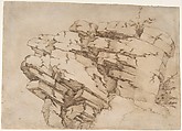 A Rocky Outcrop, Baccio Bandinelli (Italian, Gaiole in Chianti 1493–1560 Florence), Pen and brown ink