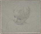 Bust-Length Study of a Child, Pompeo Batoni (Italian, Lucca 1708–1787 Rome), Black chalk, hightlighted with white chalk, on blue-gray paper