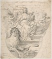 Design for Panel:  Allegory of Europe, from the Four Continents, Giacomo Barri (Italian, documented Venice after 1630–1689 Venice), Black chalk