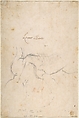 Study for a Triton (recto); Anatomical Studies ? (verso), Gian Lorenzo Bernini (Italian, Naples 1598–1680 Rome), Red chalk, the background tinted with an almost imperceptible pale brown wash, framing lines in pen and brown ink (recto); black chalk (verso)