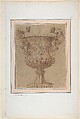 Design for an Urn with Satyrs for Handles, Anonymous, Italian, 17th century  Italian, Pen and brown ink, brush and brown wash over traces of graphite; additions in gray wash by a restorer