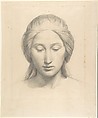 Head of an Angel, Alphonse-Henri Périn (French, Paris 1798–1874 Paris), Black chalk, stumped, heightened with white