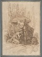 Landscape with a Memorial Scene, Workshop of Ennemond Alexandre Petitot (French, Lyons 1727–1801 Parma), Pen and brown ink with red chalk underdrawing