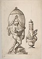 Two Designs for Vases (recto); Variant Design for a Vase (verso), Ennemond Alexandre Petitot (French, Lyons 1727–1801 Parma), Pen and brown ink, brush and brown wash, over black chalk underdrawing (recto); pen and brown ink (verso)