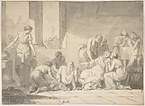 The Despair of Hecuba, Pierre Peyron (French, Aix-en-Provence 1744–1814 Paris), Pen and black ink, gray wash