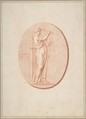 A Muse, Bernard Picart (French, Paris 1673–1733 Amsterdam), Red chalk; faintly squared in red chalk. Framing lines in black chalk. Horizontal line in graphite at lower margin