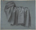 Study of Drapery, Pierre Paul Prud'hon (French, Cluny 1758–1823 Paris), Black and white chalk with stumping on blue paper, some squaring in black chalk
