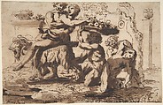 Bacchanal, Nicolas Poussin (French, Les Andelys 1594–1665 Rome), Pen and brown ink, brush and brown wash, over faint black chalk underdrawing