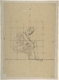 Seated Figure: Study for “A Vision of Antiquity”, Pierre Puvis de Chavannes (French, Lyons 1824–1898 Paris), Fabricated black crayon, squared