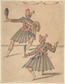 Drawing of Two 'Americans' for Ballet de la Douairière de Billebahaut, Daniel Rabel (French, Paris 1578–1637 Paris), Pen and brown ink, watercolor with silver and gold ink