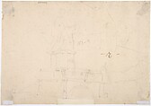Venetian Capriccio: Landscape with a Farm Building, Sarcophagus, and Fountain (recto);  Monument (verso), Giuseppe Bernardino Bison (Italian, Palmanova 1762–1844 Milan), Pen and light brown ink, brush and gray wash (recto); soft black chalk, or graphite, or leadpoint (verso).