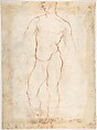 Two Women Annointing the Wounds of Saint Sebastian (recto); Study of a Nude Male Figure (verso), Attributed to Giovanni Biliverti (Italian, Florence 1585–1644 Florence), Pen and brown ink, brush and brown wash, over black chalk (recto); red chalk (verso); squared in red chalk