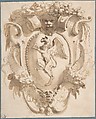 Design for a Cartouche with a Coat of Arms containing a Griffin, Carlo Bianconi (Italian, Bologna 1732–1802 Milan), Pen and brown ink, brush and brown wash over traces of leadpoint
