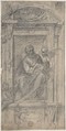 Saint Matthew Seated in a Niche, Fabrizio Boschi  Italian, Black chalk