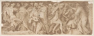 Scenes from Ancient History, after Polidoro da Caravaggio, Andrea Boscoli  Italian, Pen and brown ink, brush and brown wash