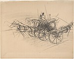 Hansom Cabs, New York, Giovanni Boldini (Italian, Ferrara 1842–1931 Paris), Black chalk on ruled paper