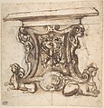 Design for the End Pier of a Table, Giovanni Battista Naldini (Italian, Florence 1535–1591 Florence), Pen, brown ink and wash over black chalk