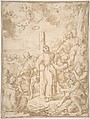 A Martyrdom, attributed to Serafino Brizzi (Italian, Bologna 1684–1737 Bologna), Pen and brown ink, brush and brown wash.  Squared in black chalk
