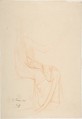 Study of Drapery, Louis-Oscar Roty (French, Paris 1846–1911 Paris), Red chalk on buff paper