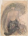 Nero, Auguste Rodin  French, Graphite with stumping, watercolor, and gouache