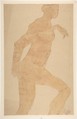 Standing Female Nude, Formerly attributed to Auguste Rodin (French, Paris 1840–1917 Meudon), Watercolor, over graphite