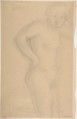 Young Girl Kneeling, Auguste Rodin (French, Paris 1840–1917 Meudon), Graphite, stumped on cream paper